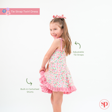Load image into Gallery viewer, Ditzy Floral Tie-Strap Twirl Dress