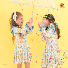 Load image into Gallery viewer, Nostalgic Rainbow Brite x Sweet Peas Girls Long Sleeve Bamboo Dress