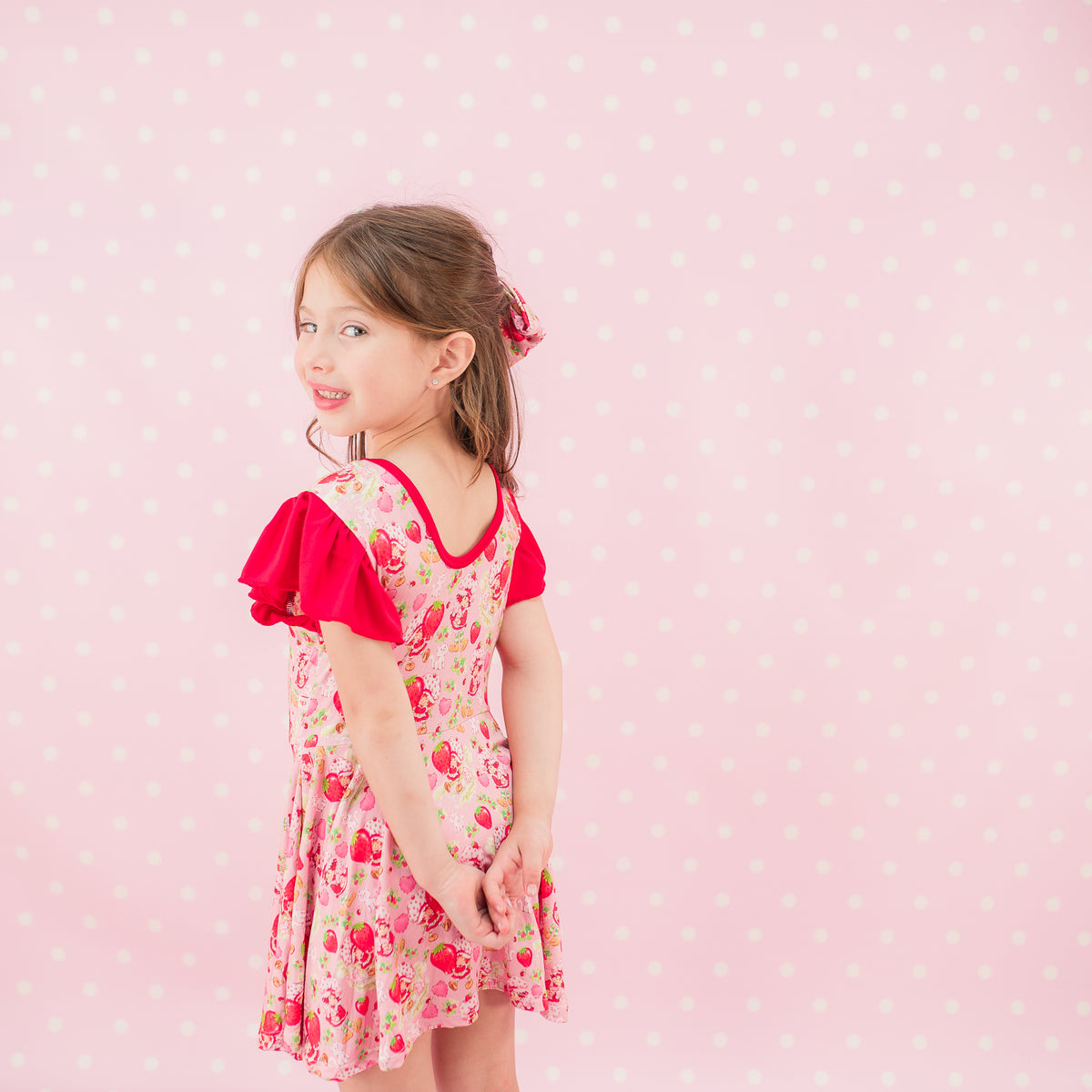 Bamboo Short Sleeve Twirl Dress in Just One More Cookie
