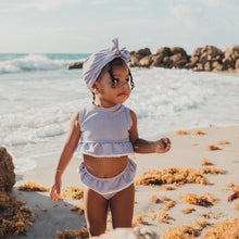 Load image into Gallery viewer, Purple Sparkle High Waisted Bikini Bottom