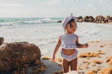 Load image into Gallery viewer, Purple Sparkle Peplum Bikini Top