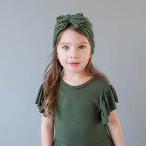 Olive Green Bow Turban