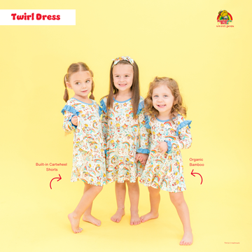 Nostalgic Rainbow Brite x Sweet Peas
Bamboo Long Sleeve Dress