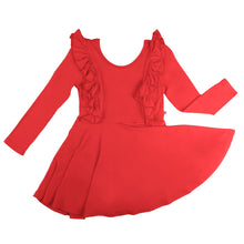 Load image into Gallery viewer, Fiery Red Long Sleeve Ruffle Twirl Dress
