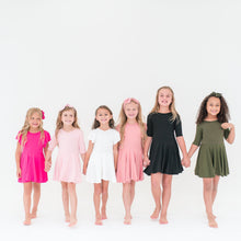 Load image into Gallery viewer, Dusty Pink Quarter Sleeve Twirl Dress