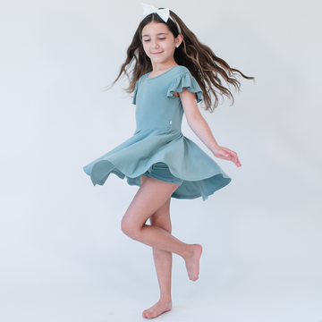 Dusty Blue Cap Sleeve Twirl Dress – Sweet Peas Co
