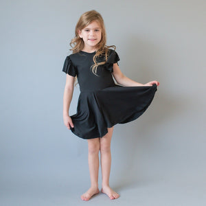 Black Cap Sleeve Twirl Dress
