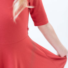 Load image into Gallery viewer, Rust Quarter Sleeve Twirl Dress