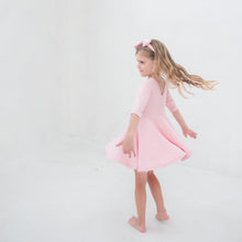 Load image into Gallery viewer, Soft Pink Quarter Sleeve Twirl Dress