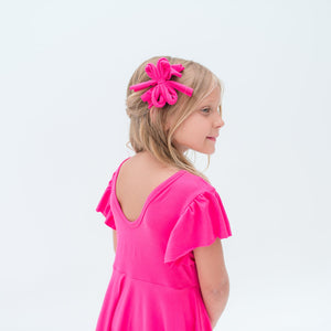 Hot Pink Cap Sleeve Twirl Dress