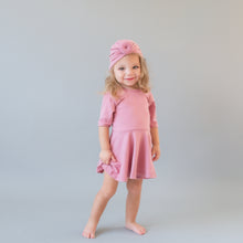 Load image into Gallery viewer, Dusty Pink Quarter Sleeve Twirl Dress