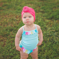 UPF Neon Pink Swim Knot Turban
